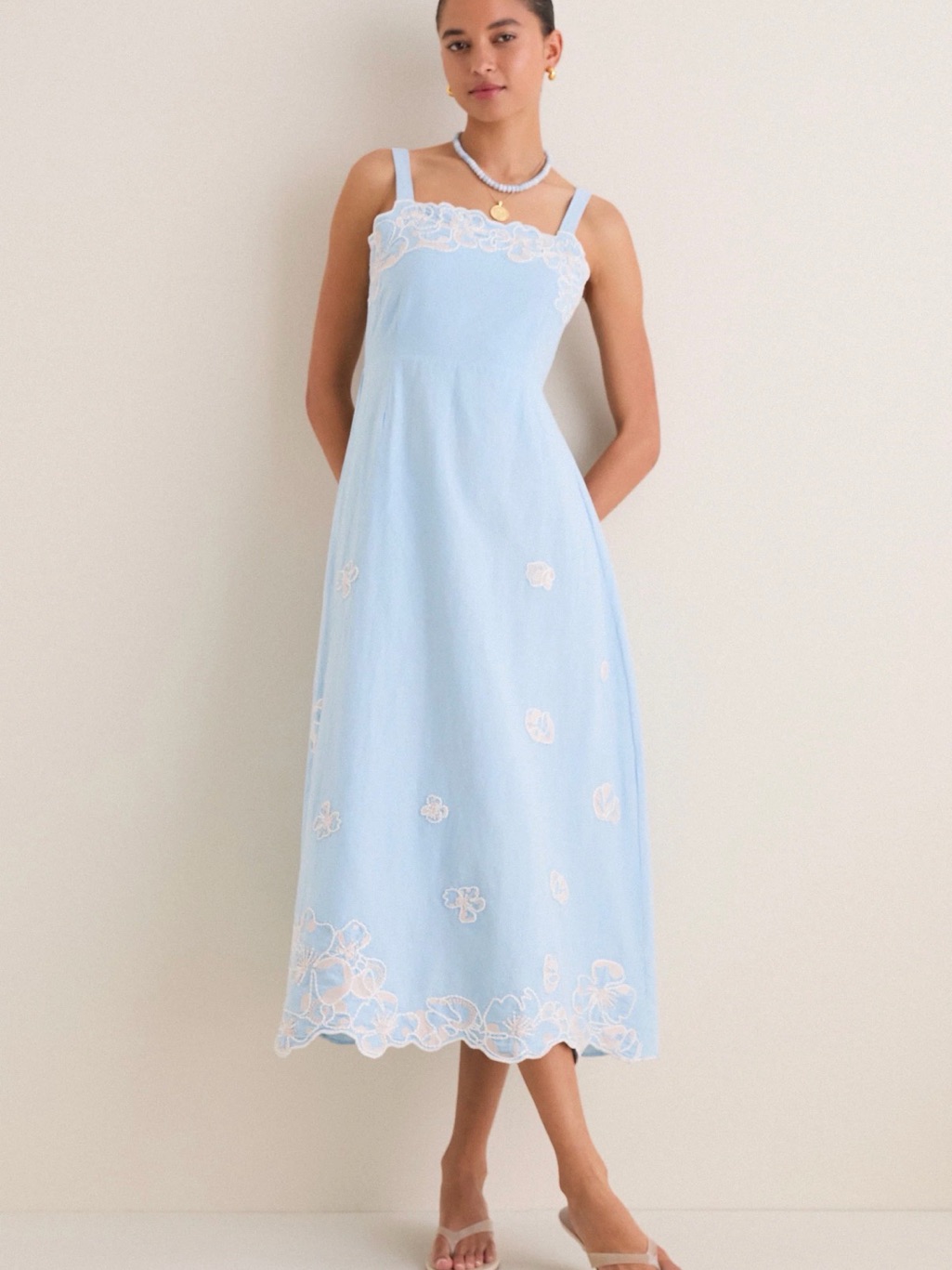 Tuckernuck Light Blue Embroidered Maxi Dress